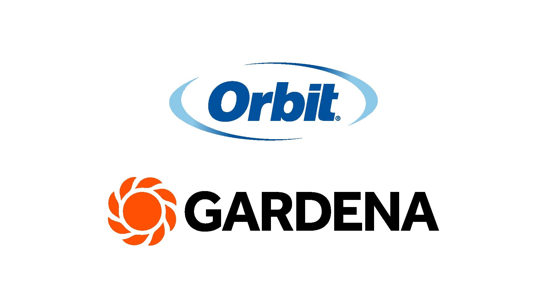 Logos of Orbit and Gardena side by side on a white background